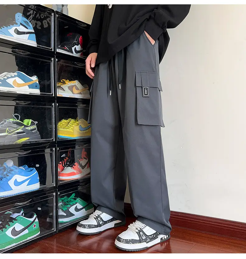 Men Black Straight Leg Cargo Pants Spring Autumn 2025 — feature 21