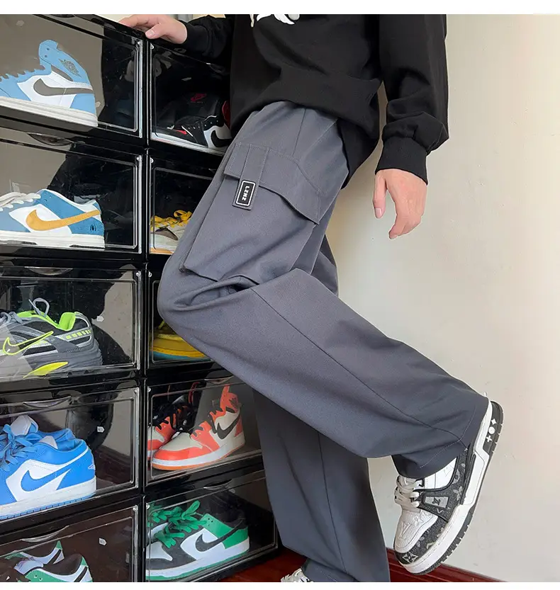 Men Black Straight Leg Cargo Pants Spring Autumn 2025 — feature 22