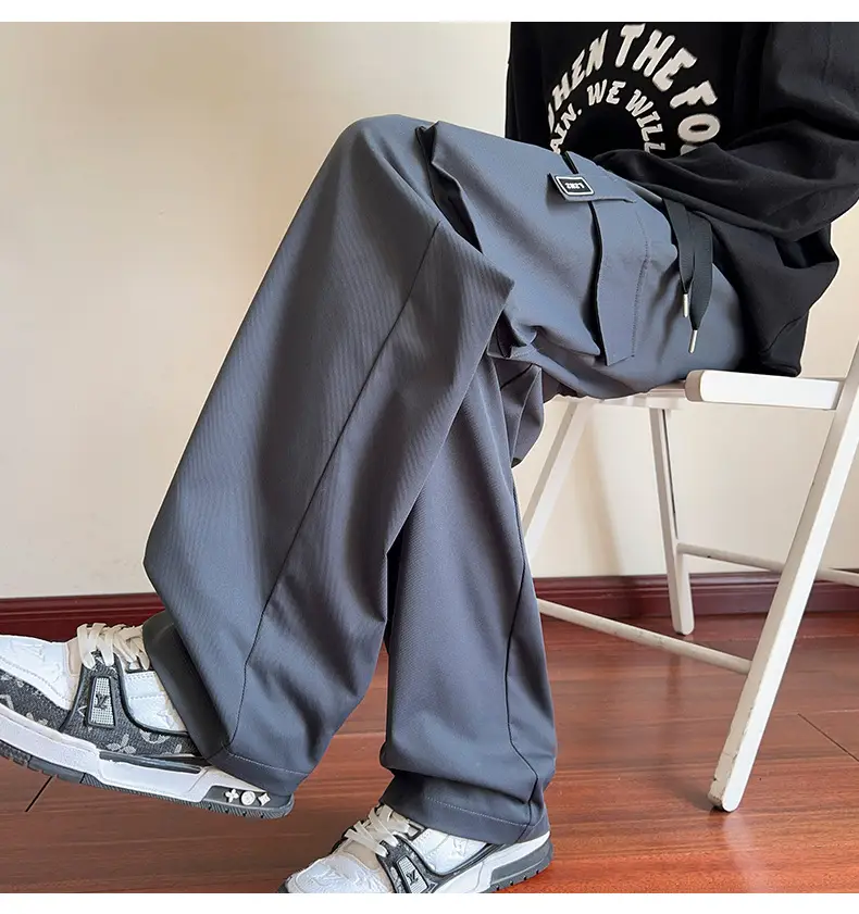 Men Black Straight Leg Cargo Pants Spring Autumn 2025 — feature 23