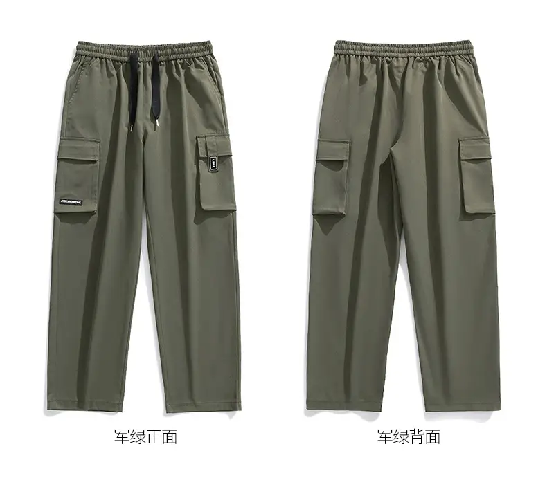 Men Black Straight Leg Cargo Pants Spring Autumn 2025 — feature 26