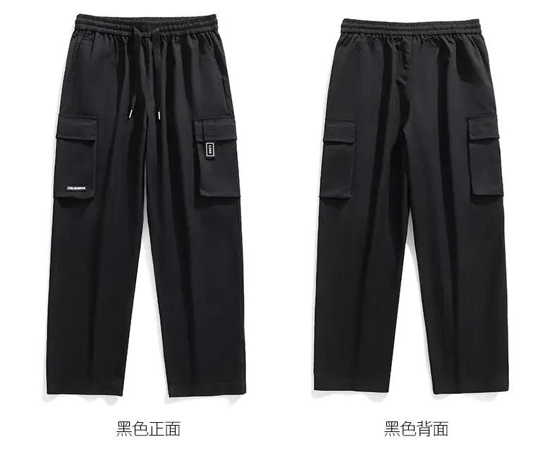 Men Black Straight Leg Cargo Pants Spring Autumn 2025 — feature 28
