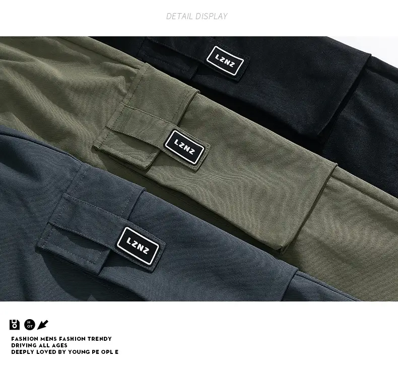 Men Black Straight Leg Cargo Pants Spring Autumn 2025 — feature 29