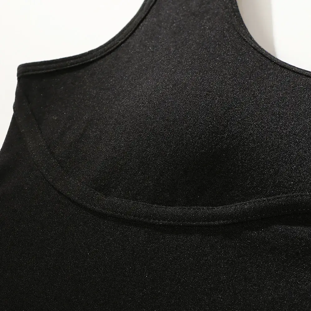 Black Round Neck Non-Buckle Vest Bra Wide Strap - Image 2
