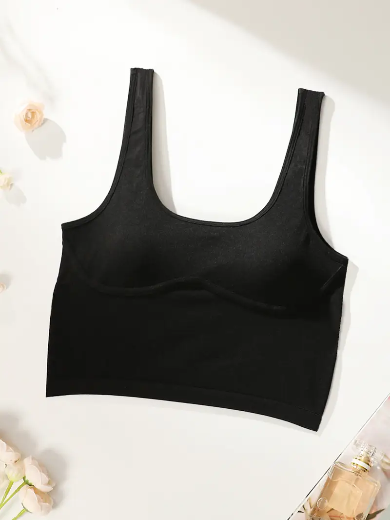 Black Round Neck Non-Buckle Vest Bra Wide Strap — feature 3