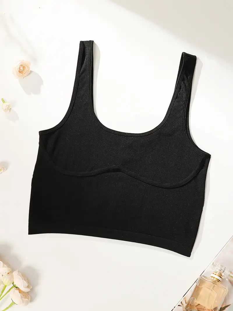 Black Round Neck Non-Buckle Vest Bra Wide Strap — feature 5