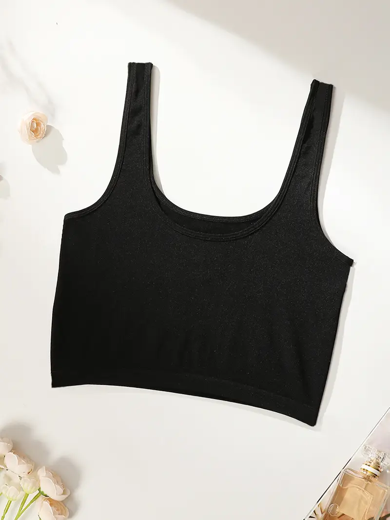 Black Round Neck Non-Buckle Vest Bra Wide Strap — feature 6