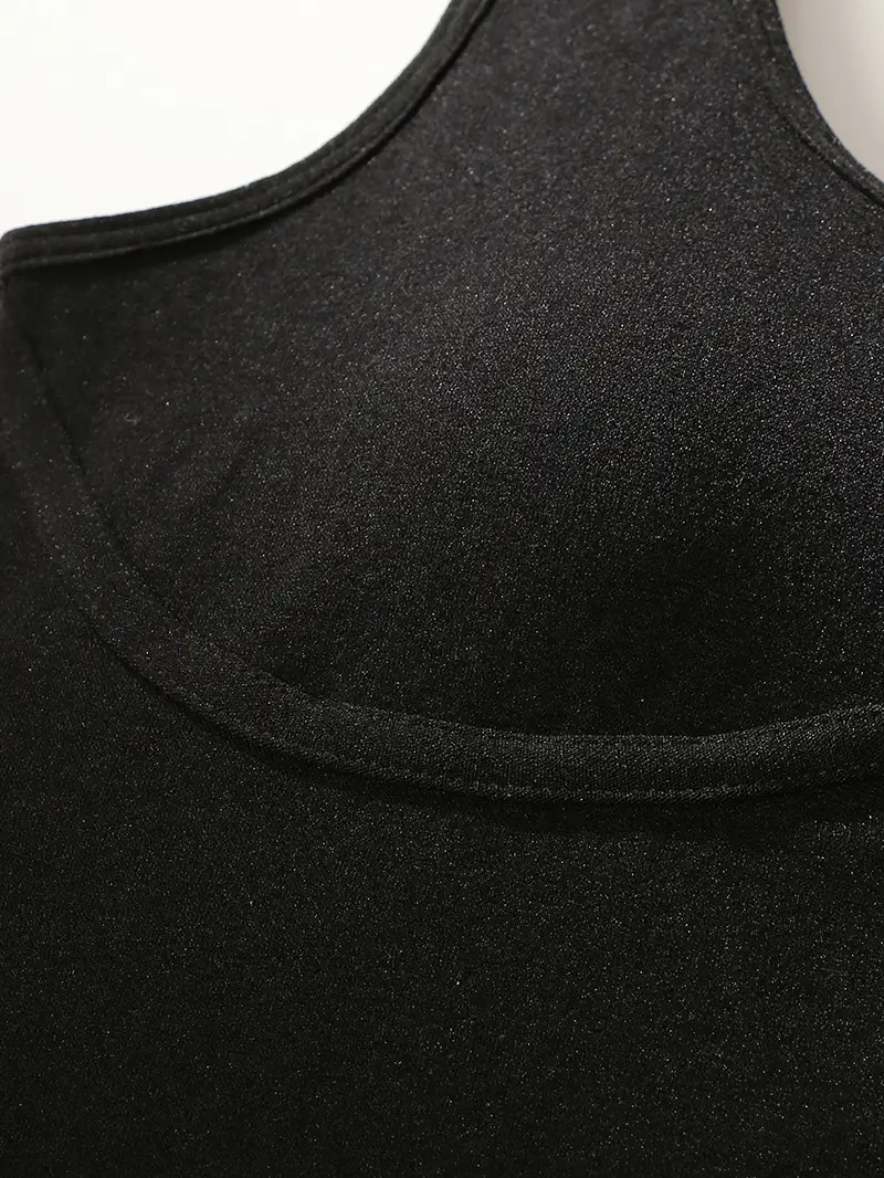 Black Round Neck Non-Buckle Vest Bra Wide Strap — feature 7