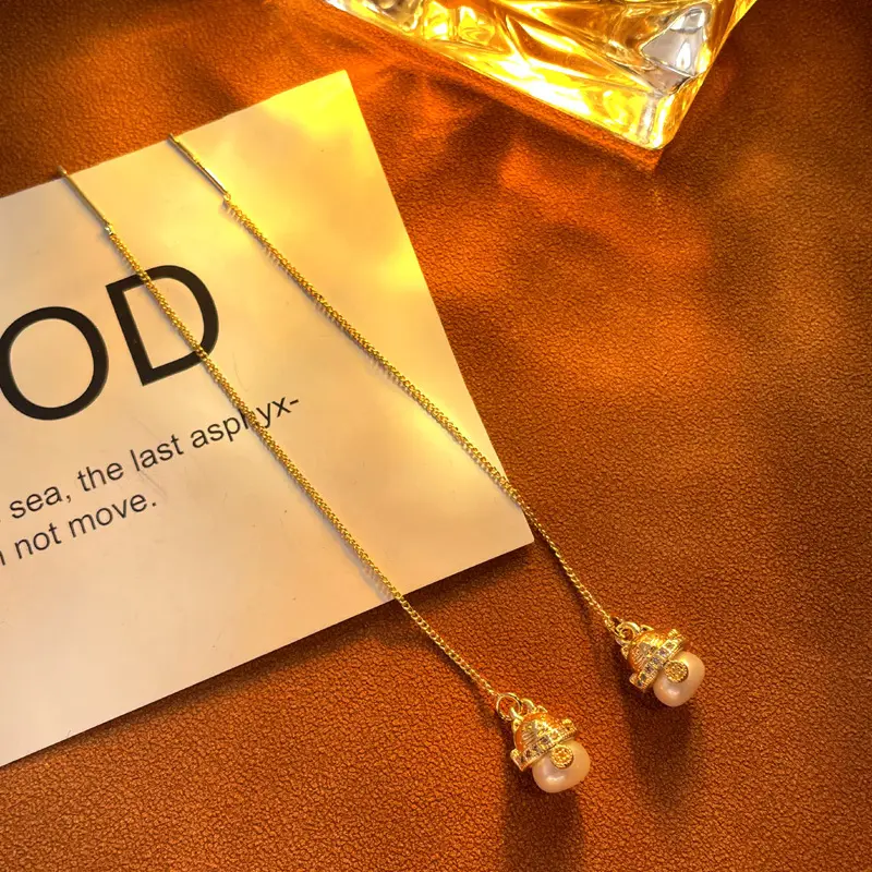Copper Plated Pearl Earrings for Women - Image 4