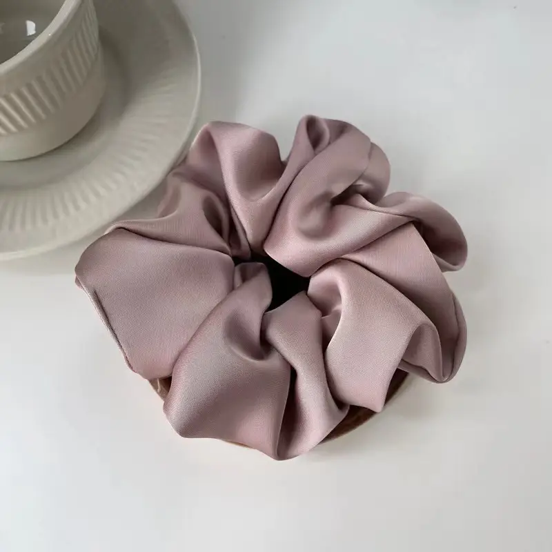 Brown Satin Hair Ring for Women High Elastic Tie - Image 5