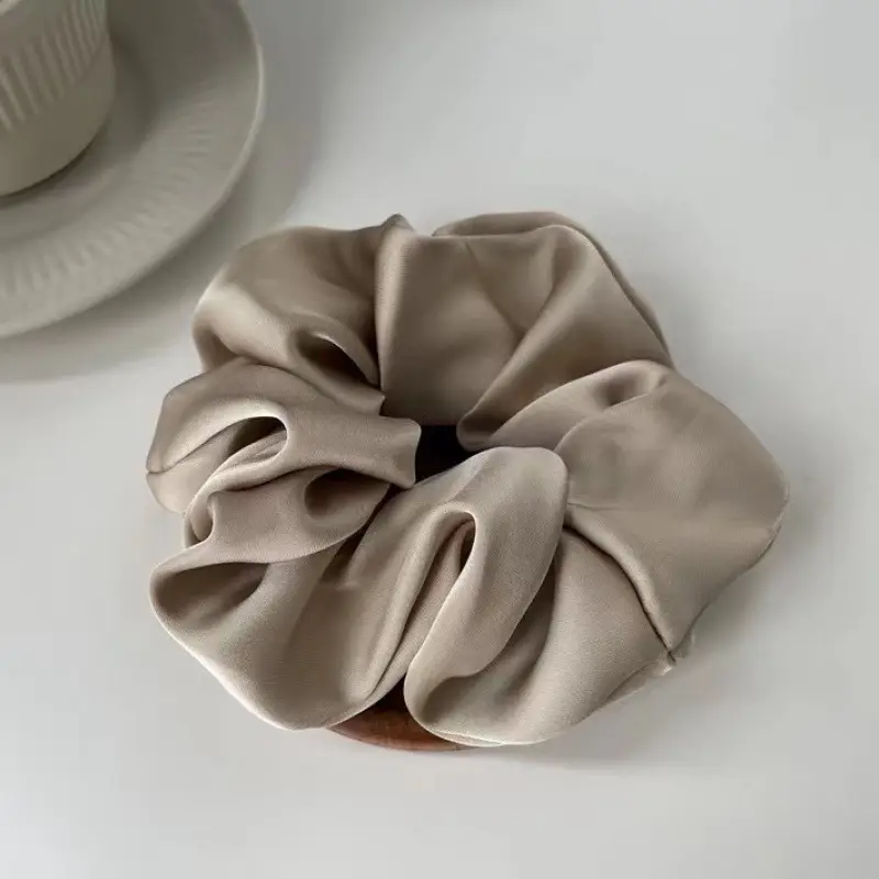 Brown Satin Hair Ring for Women High Elastic Tie - Image 6