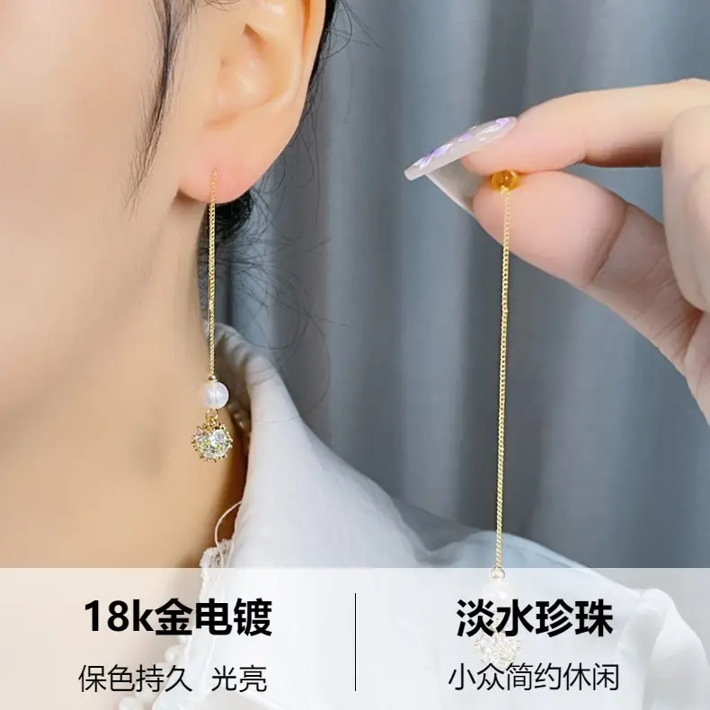 Copper Plated Zircon Pearl Earrings for Women — feature 1