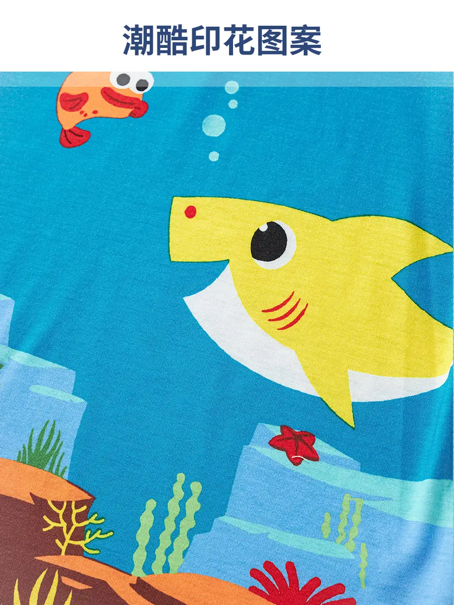 2025 Boys Ocean T-Shirt Blue Cartoon Print Summer - Image 5