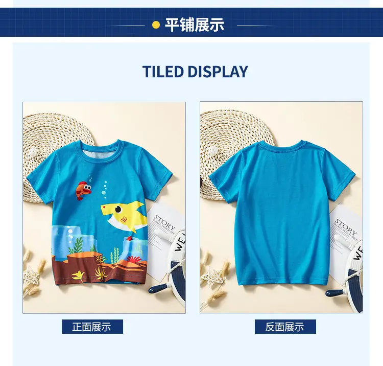 2025 Boys Ocean T-Shirt Blue Cartoon Print Summer — feature 7