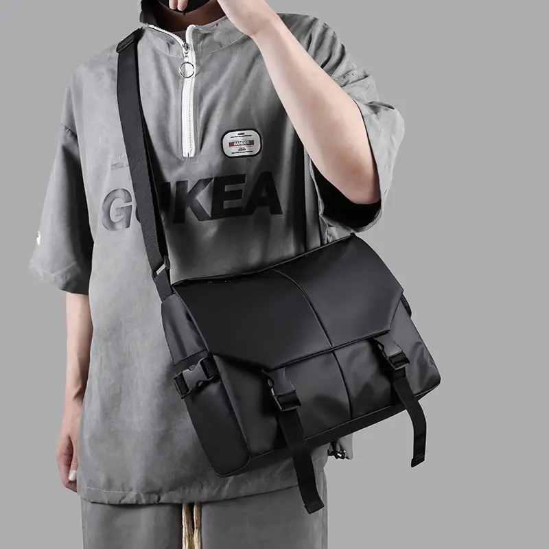 Men's Black Crossbody Bag Large Capacity Business Casual - Image 5