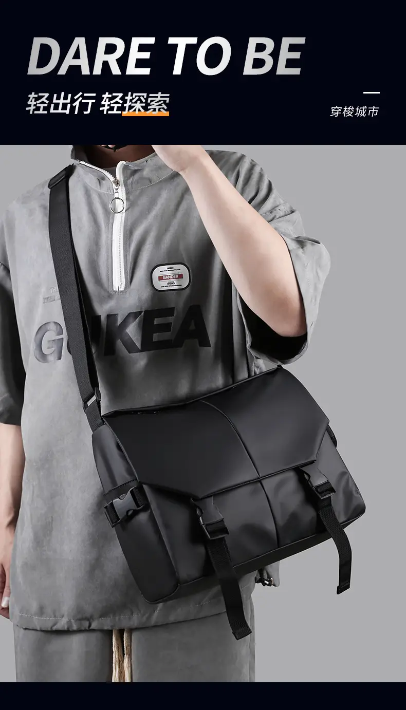 Men's Black Crossbody Bag Large Capacity Business Casual — feature 1
