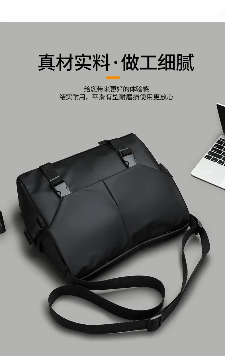 Men's Black Crossbody Bag Large Capacity Business Casual — feature 10