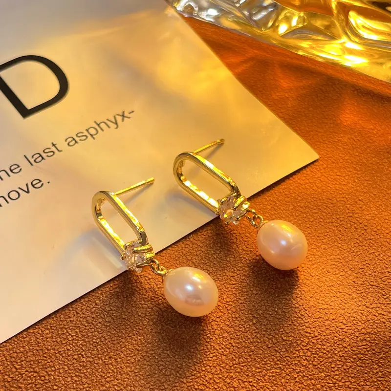 Copper Pearl Star Earrings for Women - Image 5