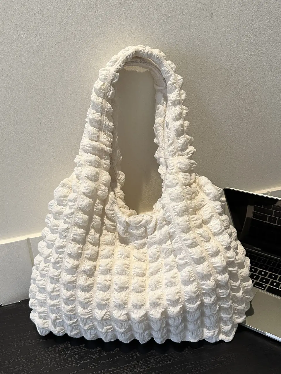 Black Pleated Shoulder Bag for Women - Image 5