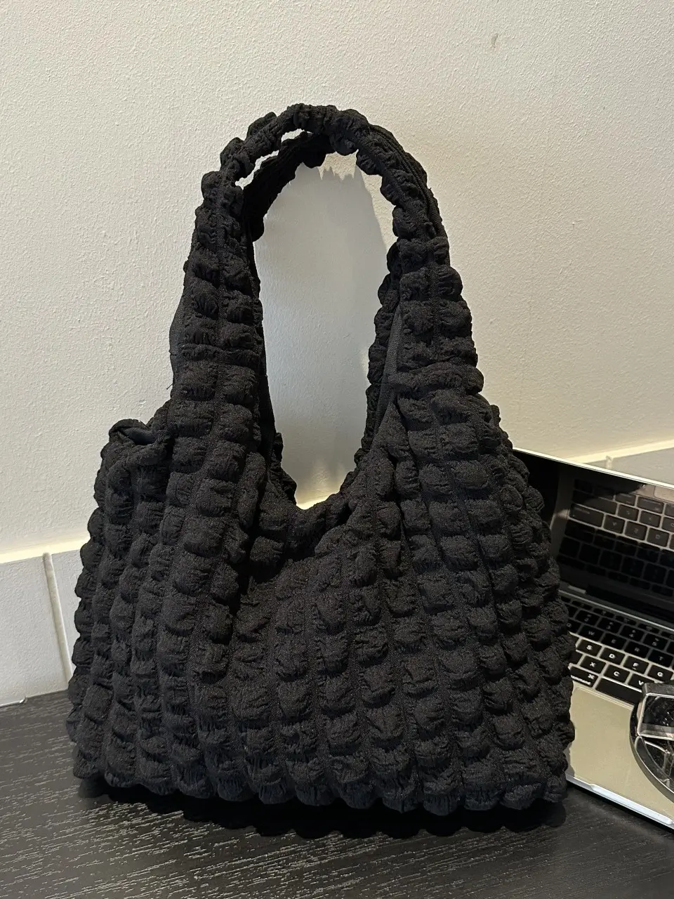 Black Pleated Shoulder Bag for Women - Image 6