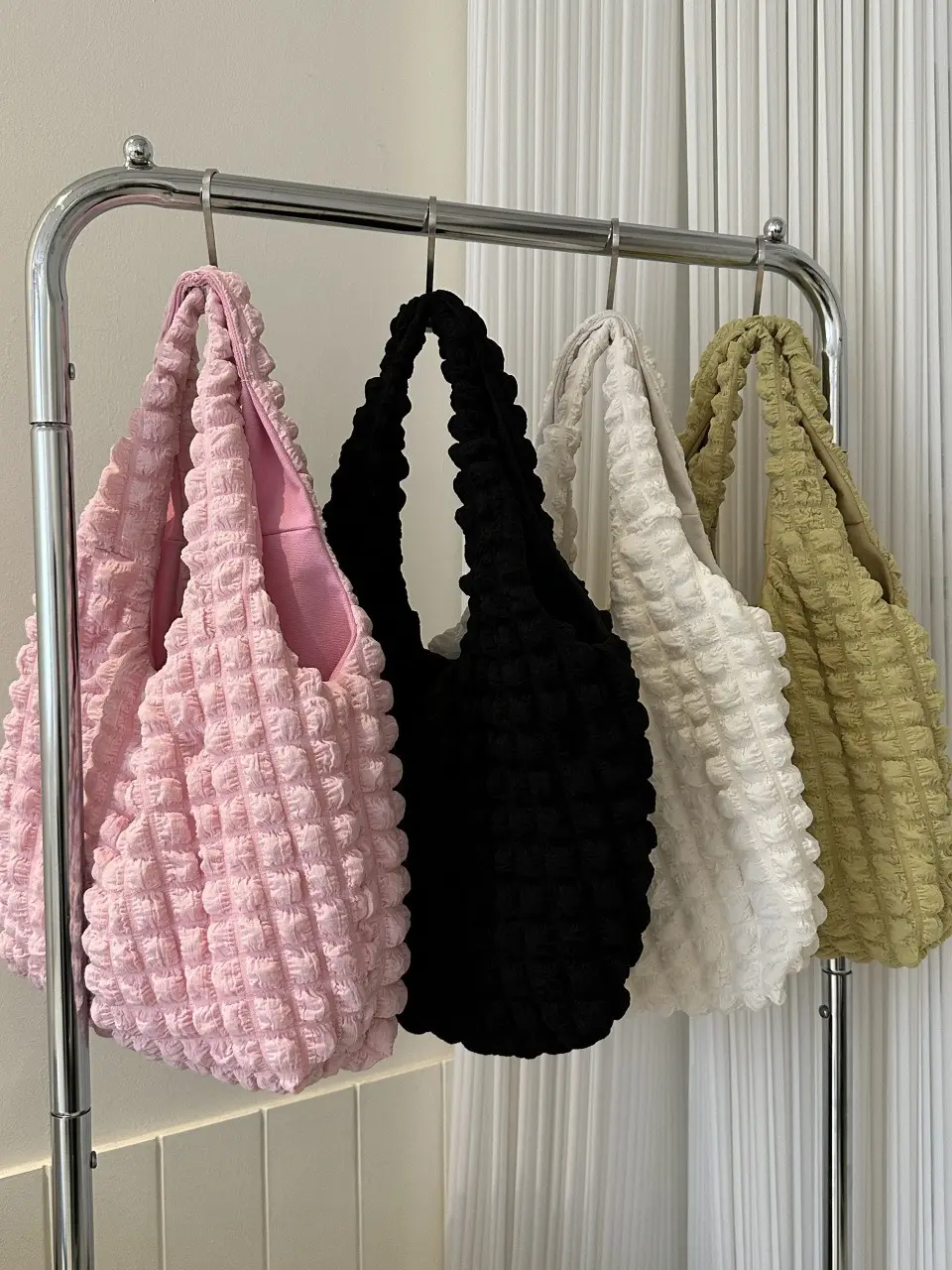 Black Pleated Shoulder Bag for Women - Image 9