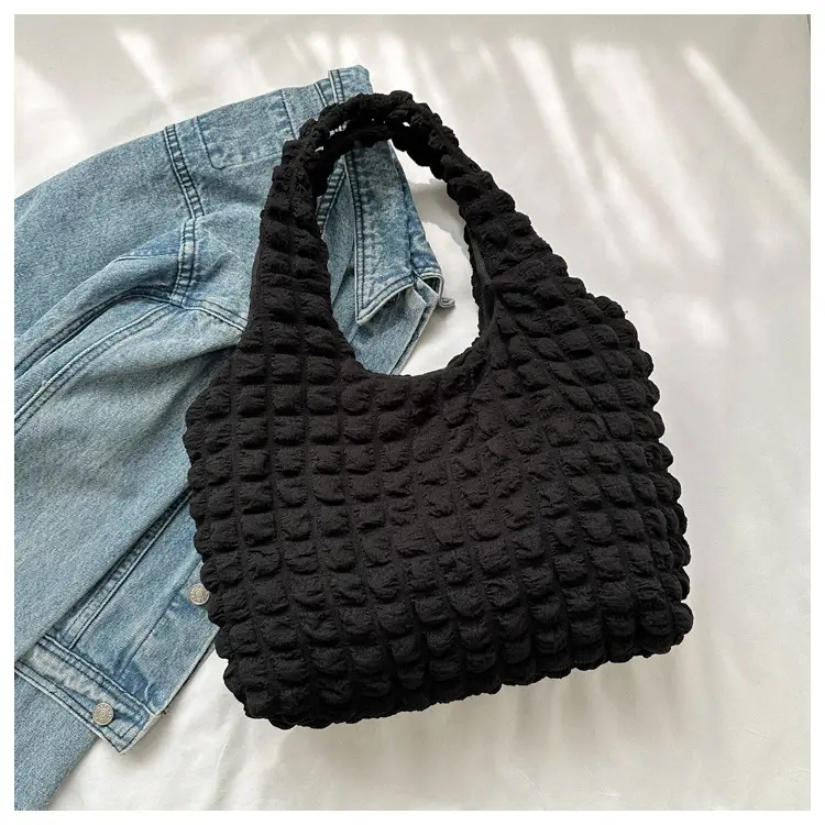 Black Pleated Shoulder Bag for Women — feature 12