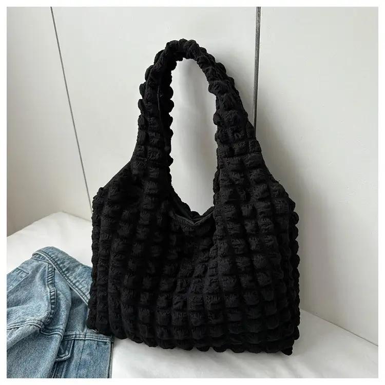 Black Pleated Shoulder Bag for Women — feature 15