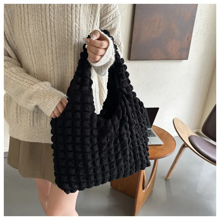 Black Pleated Shoulder Bag for Women — feature 22