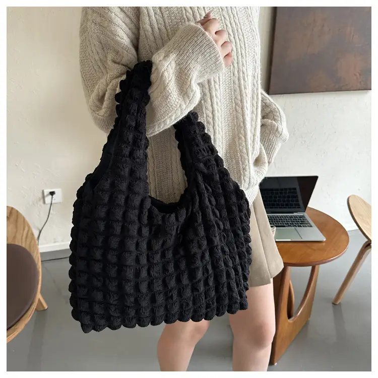 Black Pleated Shoulder Bag for Women — feature 25