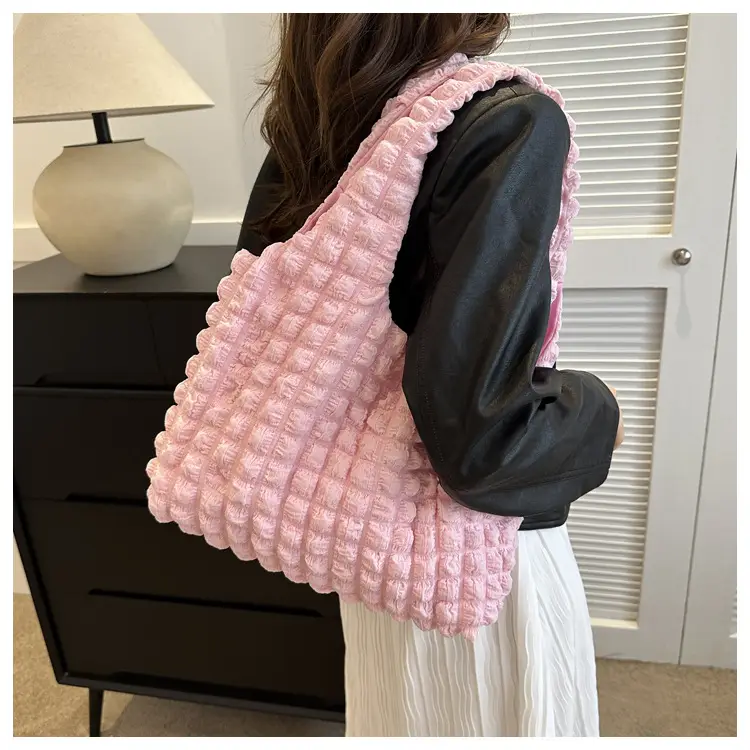 Black Pleated Shoulder Bag for Women — feature 44