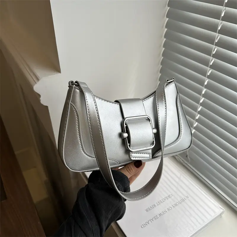 Silver French Style Shoulder Bag for Women - Image 6