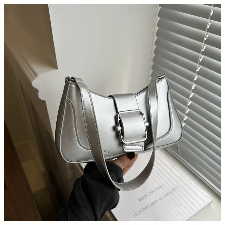 Silver French Style Shoulder Bag for Women - Image 3
