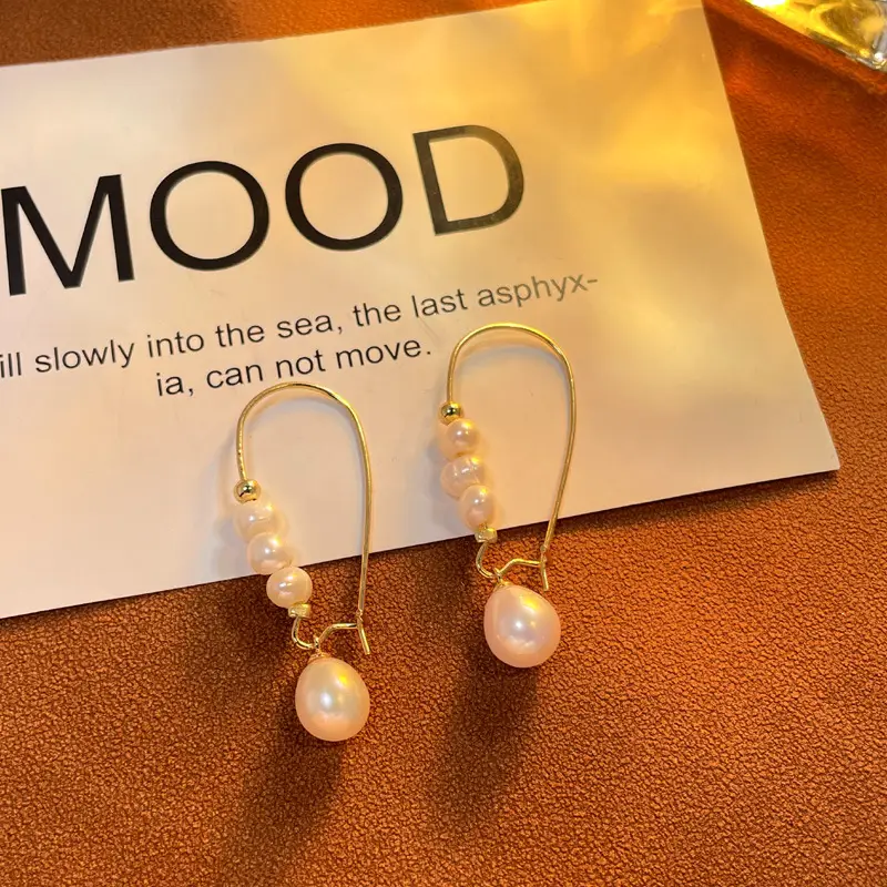 Copper Pearl Earrings for Women - Image 5