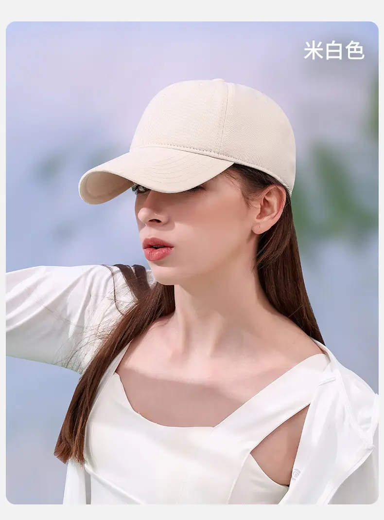 Women White Cotton UV50+ Baseball Cap — feature 12
