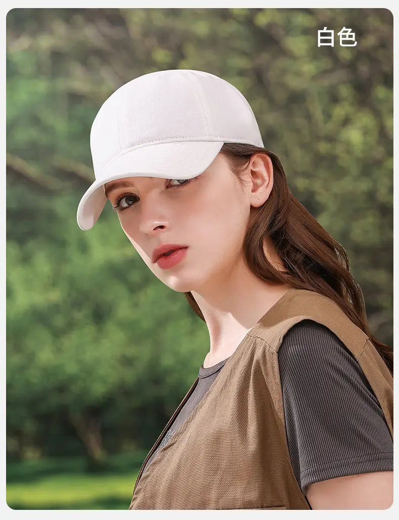 Women White Cotton UV50+ Baseball Cap — feature 13