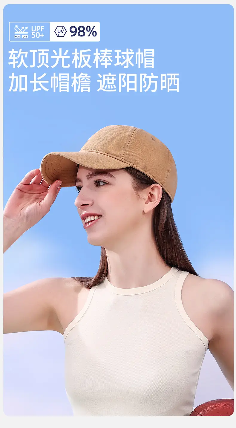 Women White Cotton UV50+ Baseball Cap — feature 3