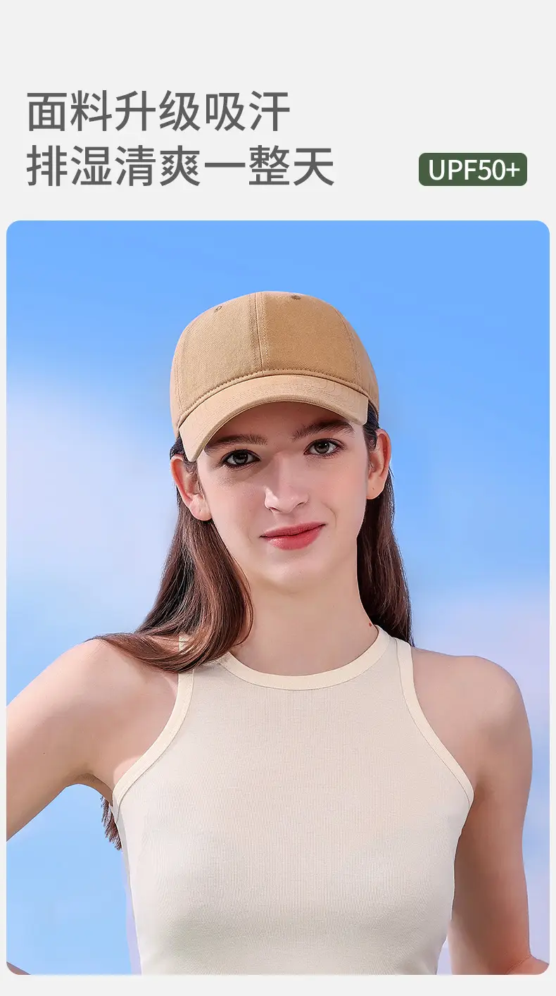 Women White Cotton UV50+ Baseball Cap — feature 4