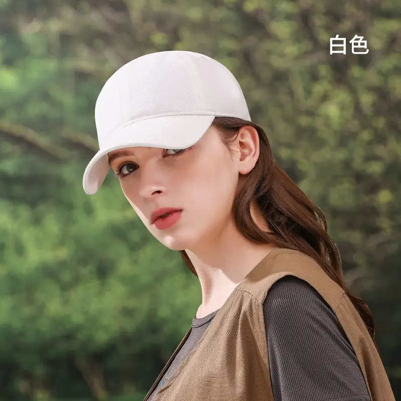 Women White Cotton UV50+ Baseball Cap - Image 2