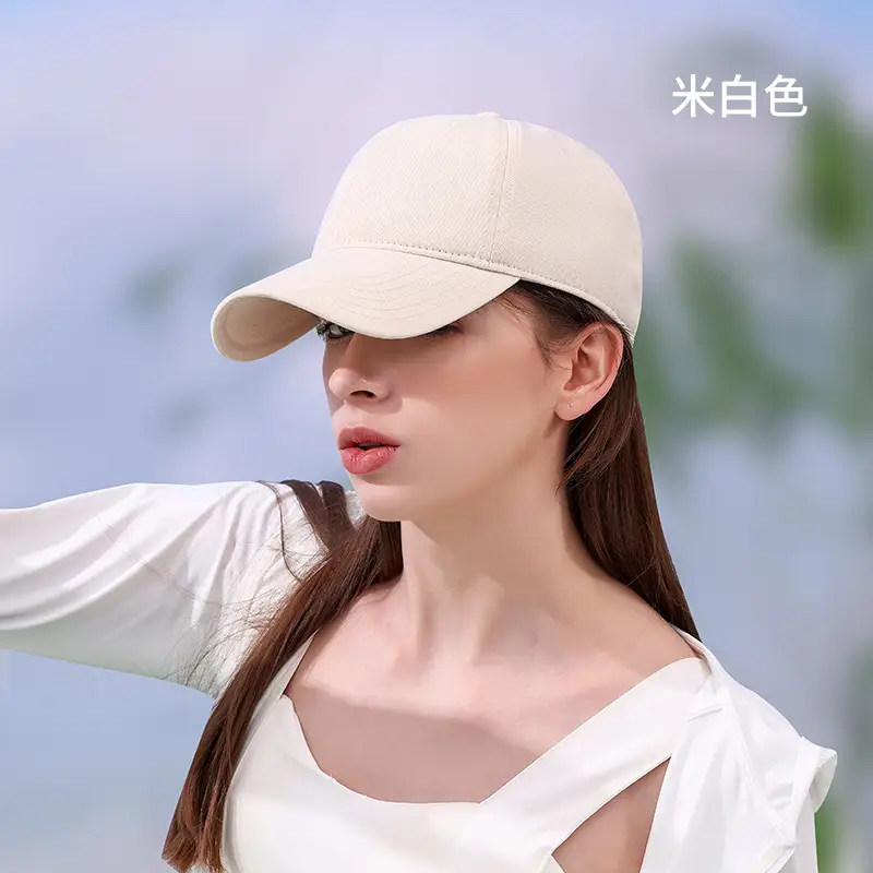 Women White Cotton UV50+ Baseball Cap - Image 3