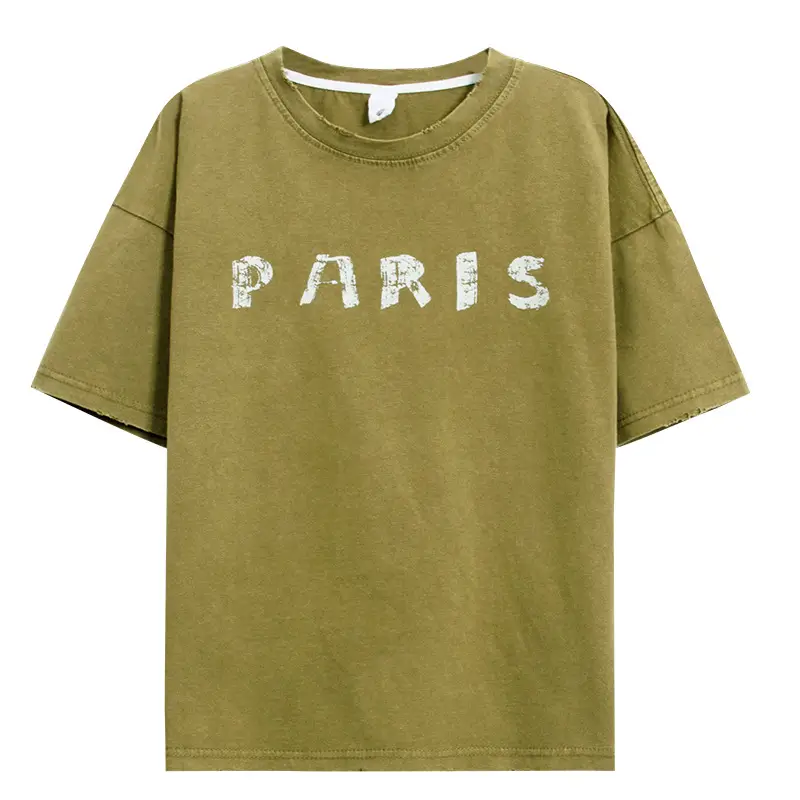 Boys Paris Print Cotton T-Shirt Olive Green 2026 - Image 6