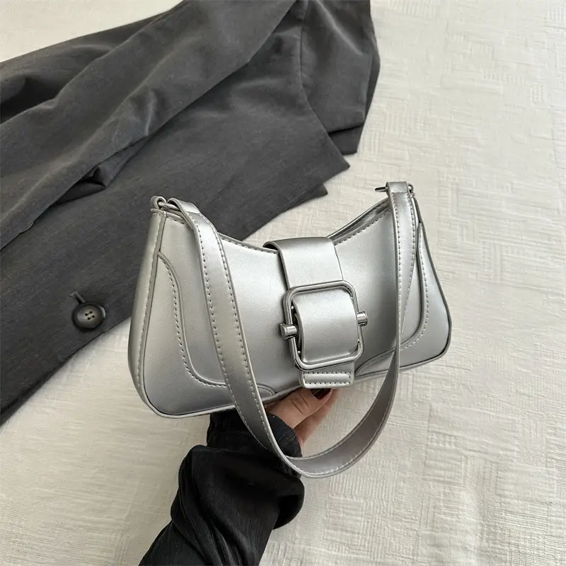 Silver French Style Shoulder Crossbody Bag for Women - Image 6