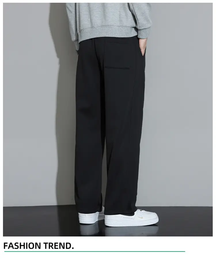 Men's Wide Leg Cotton Trousers Cream Spring Autumn — feature 21