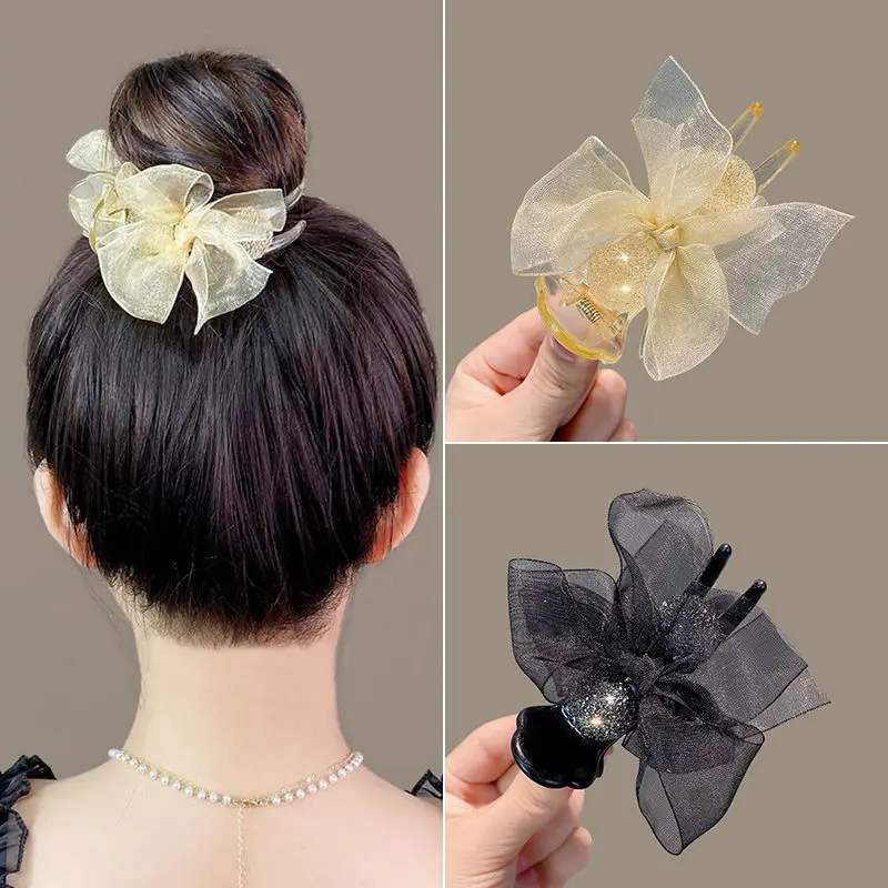 Gold Shark Clip for Women's Hairpin with Full Diamond Design - Image 4