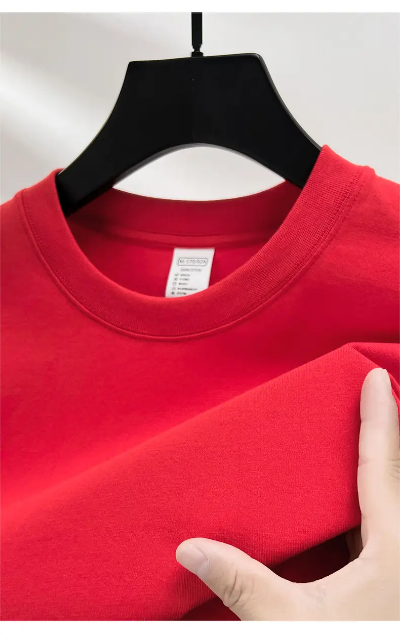 Men's Red Solid Color Thin T-Shirt Round Neck Short Sleeve — feature 20