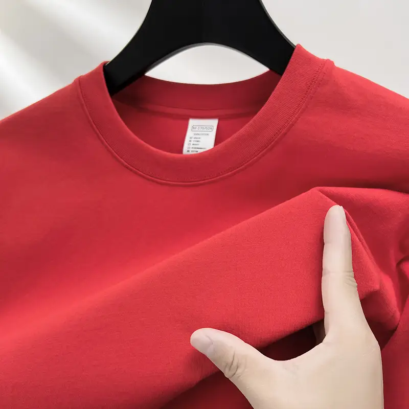 Men's Red Solid Color Thin T-Shirt Round Neck Short Sleeve - Image 9