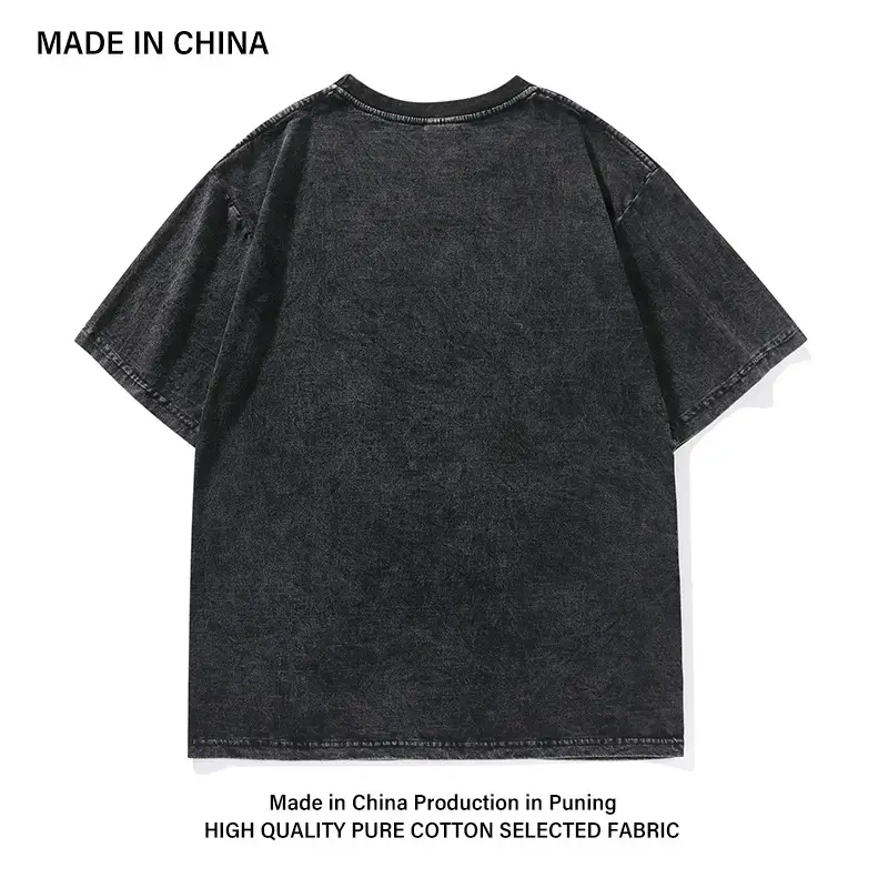 Heavy Cotton Washed Wolf Leopard Print T-Shirt for Men — feature 3