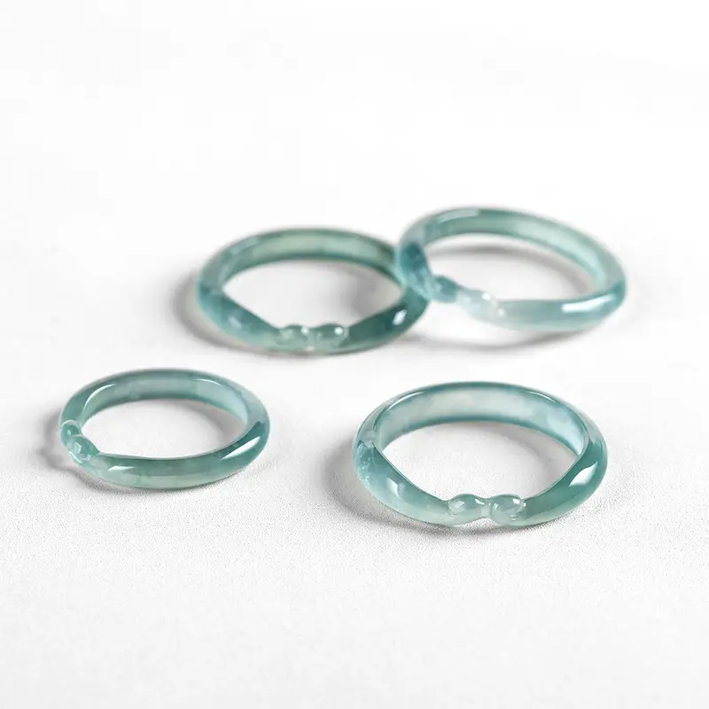 Jade Blue Water Hoop Curse Ring Three-Dimensional Carved - Image 3