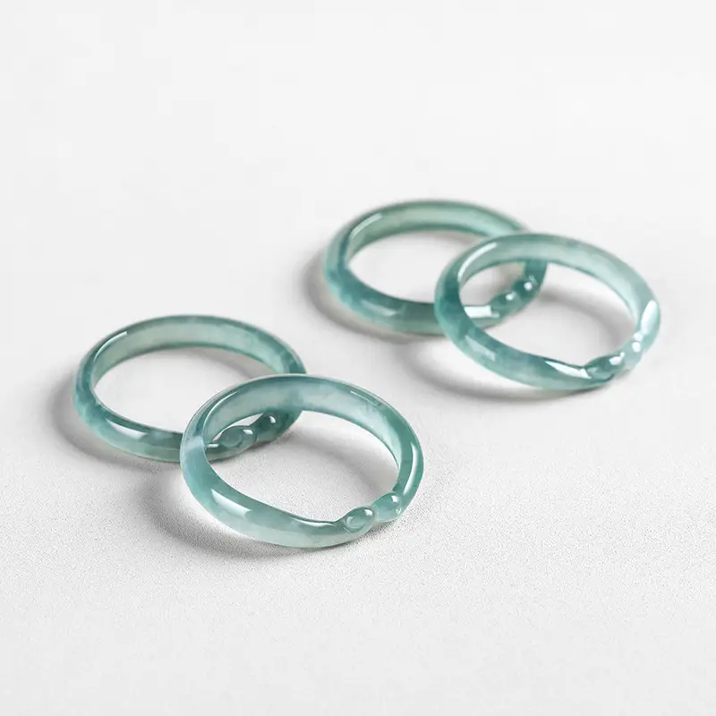 Jade Blue Water Hoop Curse Ring Three-Dimensional Carved - Image 4