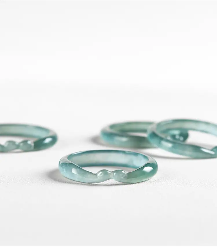 Jade Blue Water Hoop Curse Ring Three-Dimensional Carved — feature 5