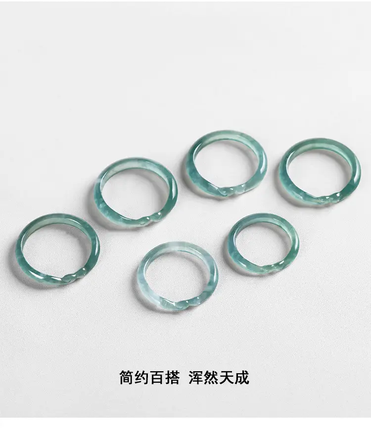 Jade Blue Water Hoop Curse Ring Three-Dimensional Carved — feature 6