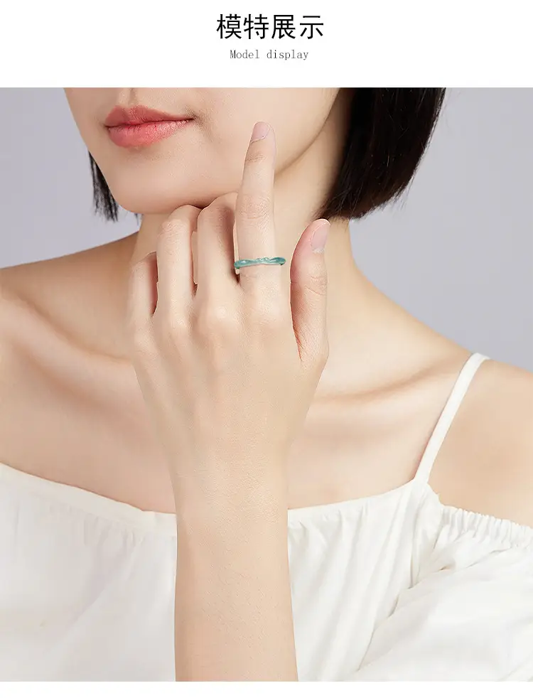 Jade Blue Water Hoop Curse Ring Three-Dimensional Carved — feature 7